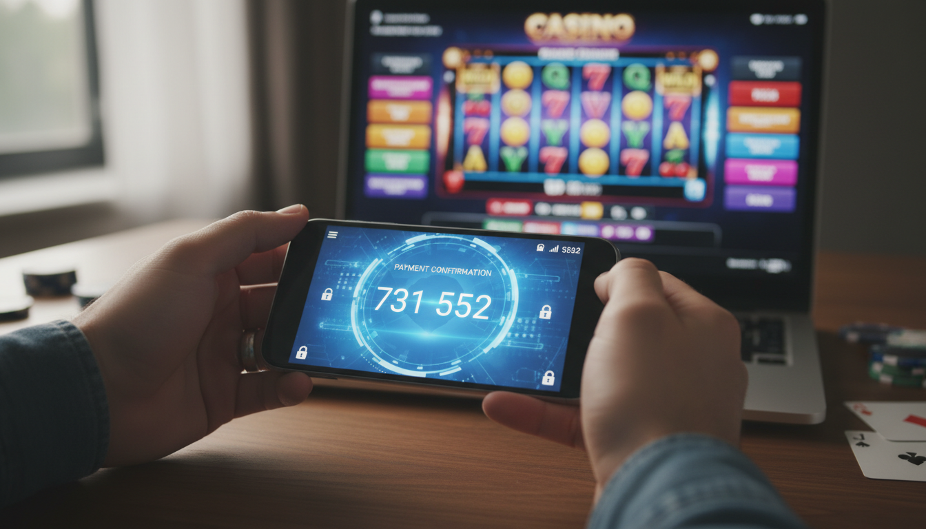 Smartfon z aplikacją bankową i kodem BLIK na tle ekranu komputera