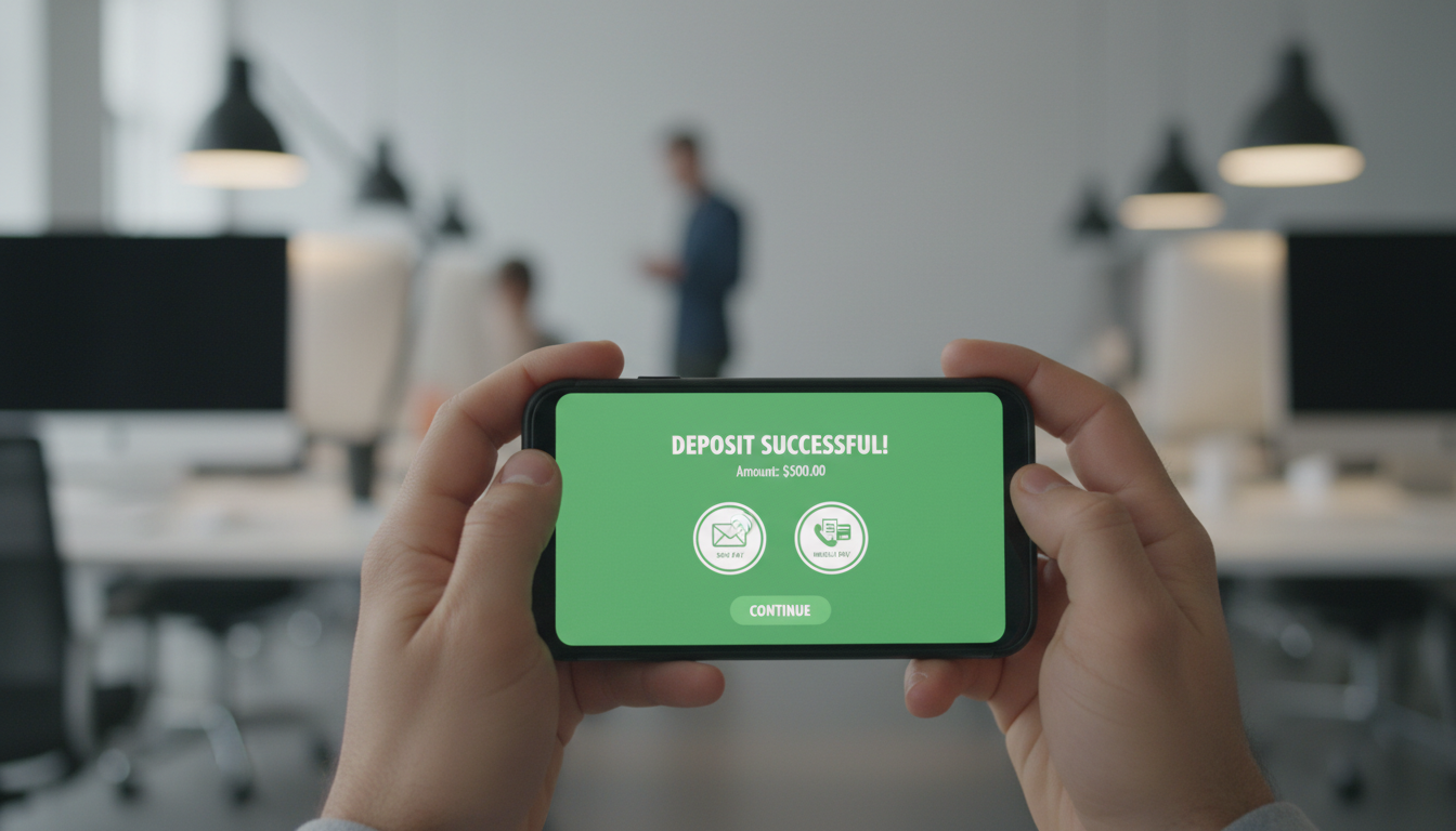 Smartphone user processing a mobile casino deposit