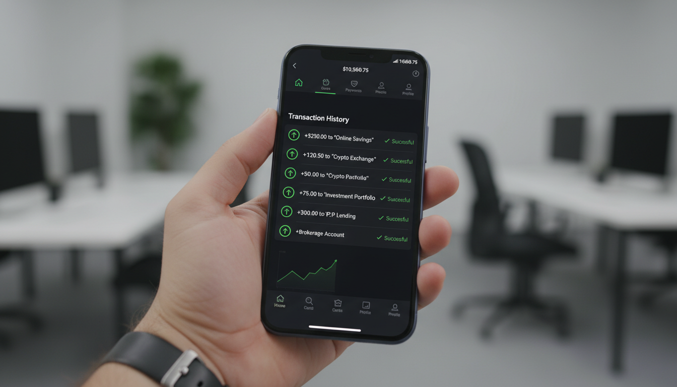 Interfejs aplikacji mobilnej Revolut z widoczną historią transakcji hazardowych